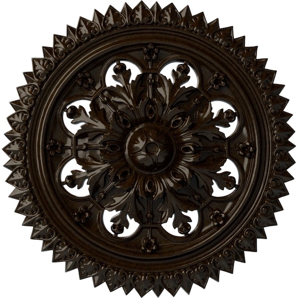 Ekena Millwork York Ceiling Medallion (Fits Canopies up to 3 5/8"), Hand-Painted Bronze, 21 5/8"OD x 2 1/2"P CM21YOBZS - main